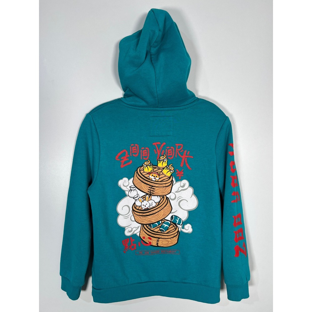Zoo York Youth Teal Dim Sum Graphic Hoodie Skater Streetwear Size L 14